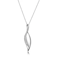 ELLE Sterling Silver & Cubic Zirconia Leaf Drop Pendant Necklace