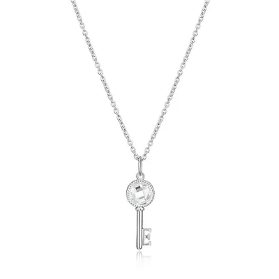ELLE Sterling Silver & Cubic Zirconia Key Pendant Necklace