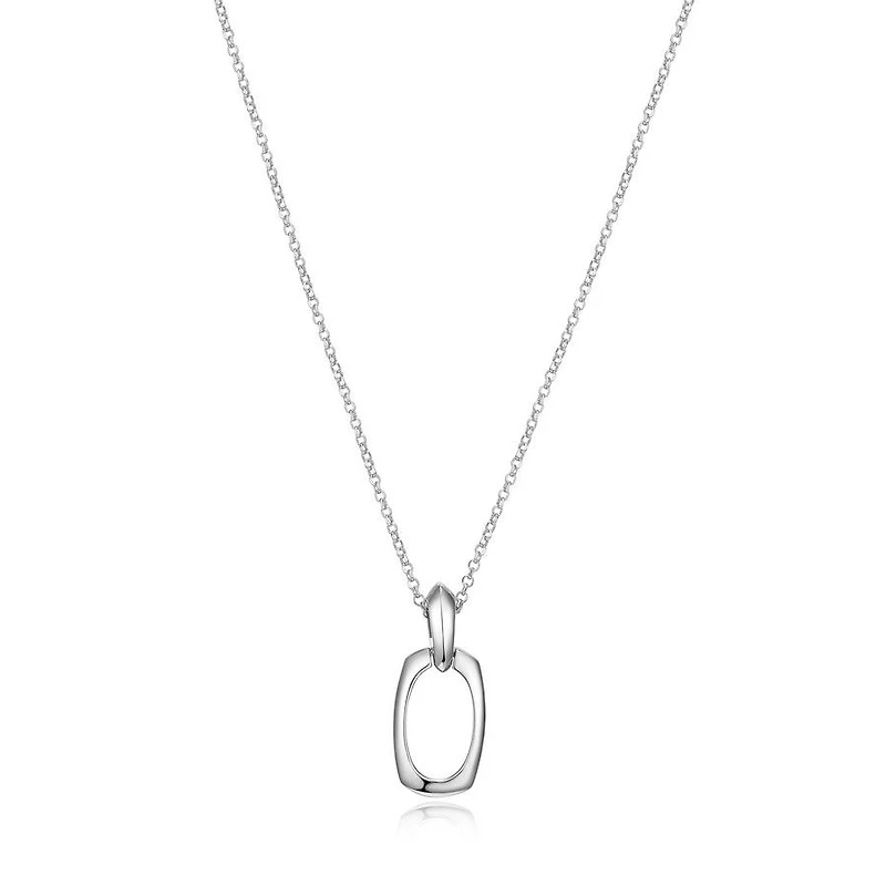 ELLE Sterling Silver Square Oval Pendant Necklace
