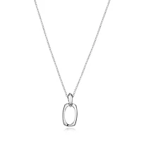 ELLE Sterling Silver Square Oval Pendant Necklace