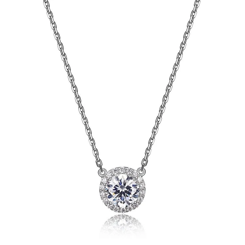 Reign Sterling Silver & Cubic Zirconia Round Halo Necklace