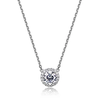 Reign Sterling Silver & Cubic Zirconia Round Halo Necklace