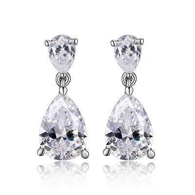 Reign Sterling Silver & Cubic Zirconia Pear Drop Earrings  