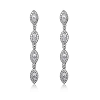 Reign Sterling Silver & Cubic Zirconia Marquise Linear Drop Earrings