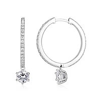 Reign Sterling Silver & Cubic Zirconia Round Drop Hoop Earrings