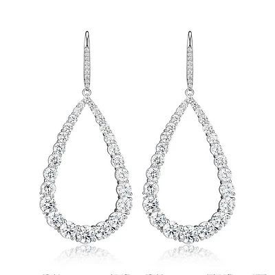 Reign Sterling Silver & Cubic Zirconia Graduated Teardrop Statement Earrings