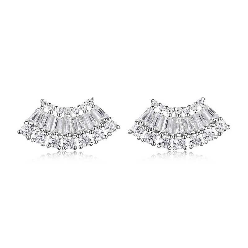 Boucles d'oreilles éventail multi-pierres « Reign » en argent sterling et zircone cubique