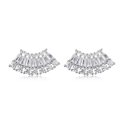 Boucles d'oreilles éventail multi-pierres « Reign » en argent sterling et zircone cubique