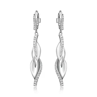 ELLE Sterling Silver & Cubic Zirconia Leaf Drop Earrings