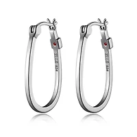 ELLE Sterling Silver Polished Oval Hoop Earrings