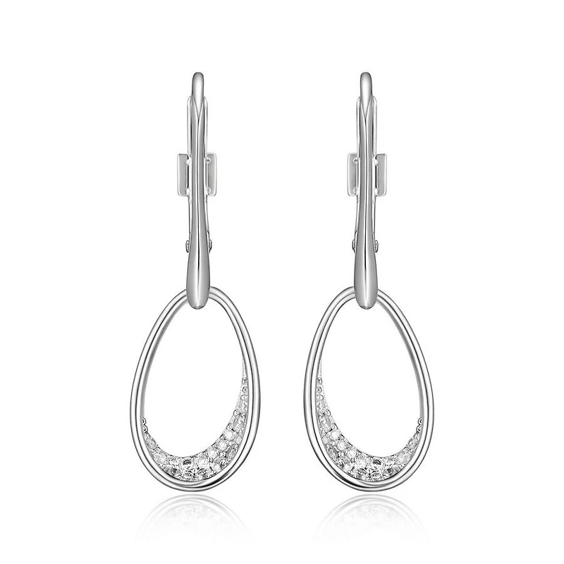 ELLE Sterling Silver & Cubic Zirconia Oval Drop Earrings