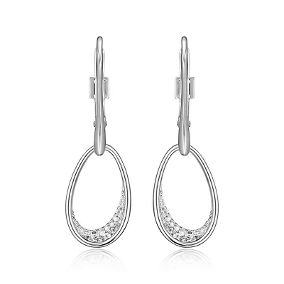 ELLE Sterling Silver & Cubic Zirconia Oval Drop Earrings