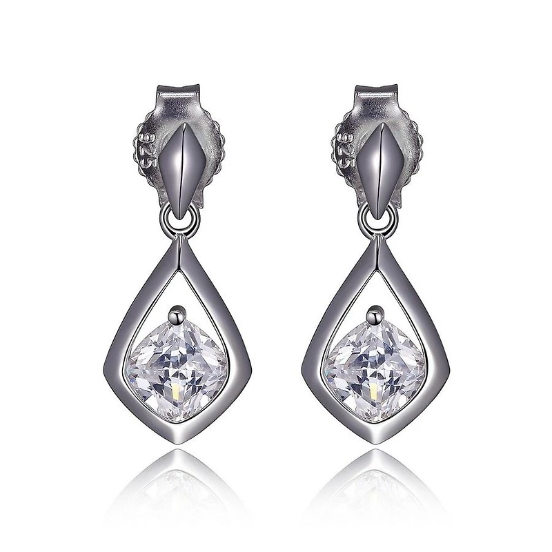 ELLE Sterling Silver & Cubic Zirconia Cushion Earrings