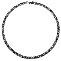 STEELX Stainless Steel 8mm Black Plated Diamond Cut Curb Chain Necklace 22"