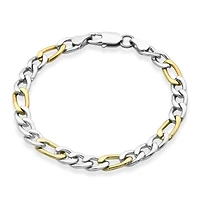 STEELX Stainless Steel 2-Tone Gold Plated 7mm Figaro Chain Bracelet 8"