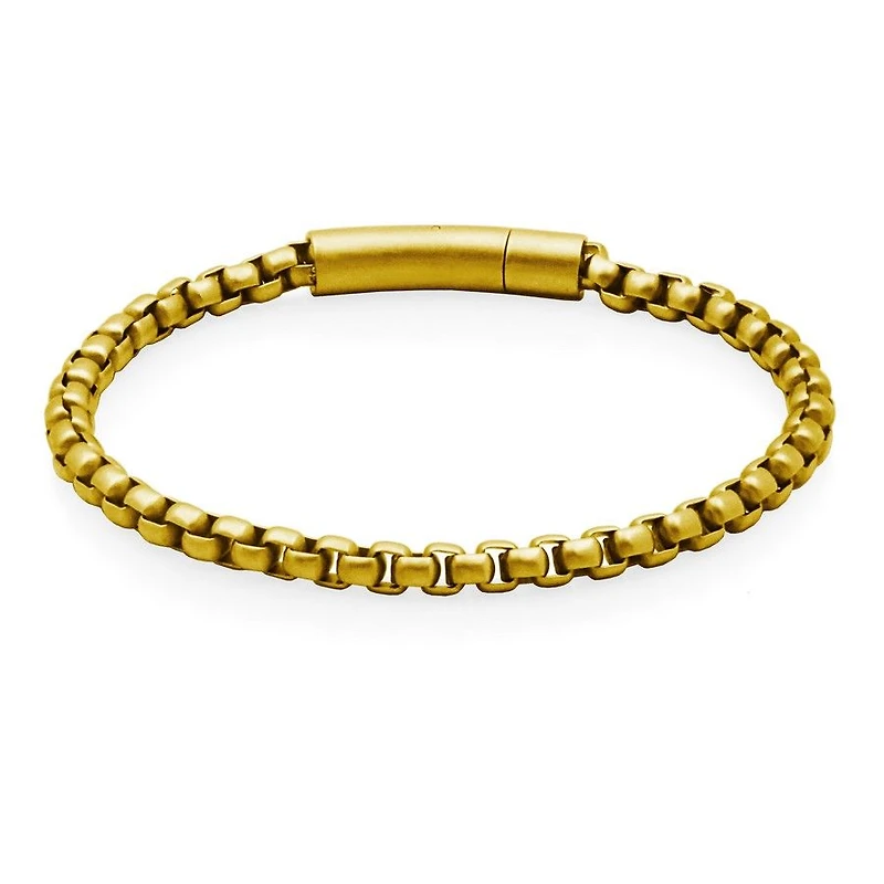 STEELX Stainless Steel Matte Gold Plated Round Box Chain Bracelet 8.5