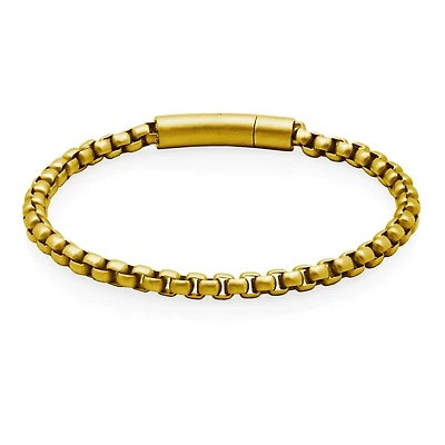 STEELX Stainless Steel Matte Gold Plated Round Box Chain Bracelet 8.5