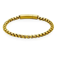 STEELX Stainless Steel Matte Gold Plated Round Box Chain Bracelet 8.5