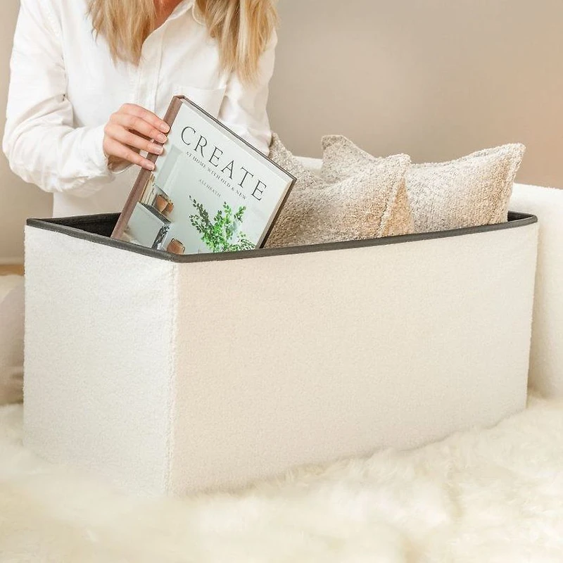 Pouf de rangement 3 en 1 - Blanc