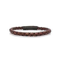 Luenzo Cognac Brown Genuine Leather Single Wrap Bracelet