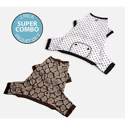 Dog's Pack of 2 Pyjamas by SilverPaw - Polka Dots and Snakeskin Prints