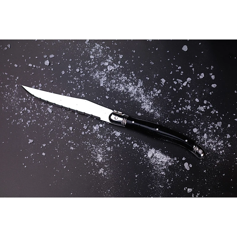 Set of 6 Black Laguiole Du Monde Affordable Steak Knives