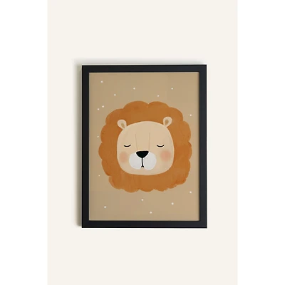 Oleka Lion de rêve Framed Canvas Wall Art - Black Wood Frame