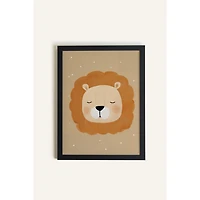 Oleka Lion de rêve Framed Canvas Wall Art - Black Wood Frame