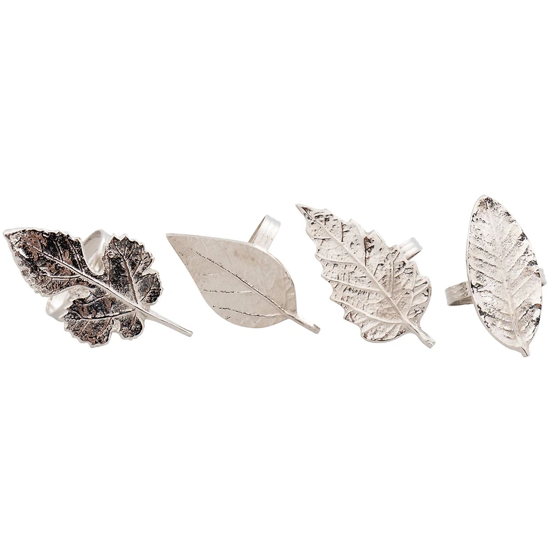 Elegance Set of 4 Assorted Leaf Napkin Rings