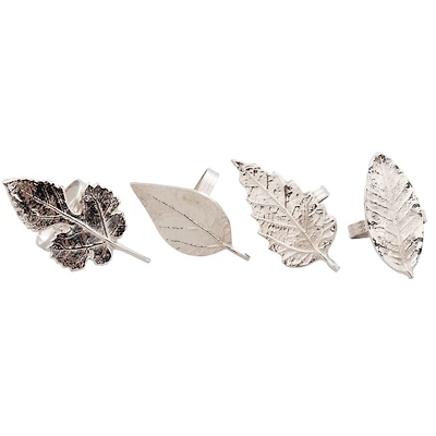 Elegance Set of 4 Assorted Leaf Napkin Rings