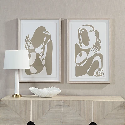 Cybel 24.1" Wide Wall Art with Wood Frame, Walnut