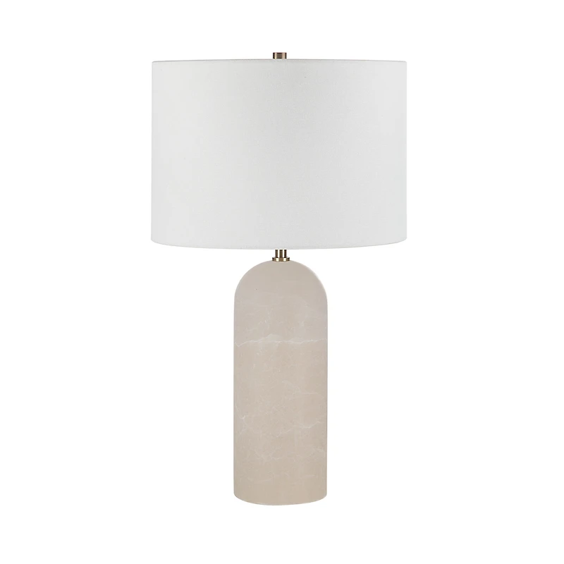 Ixia 25" Tall Plated Antique Brushed Brass Iron Table Lamp with Drum Linen Shade