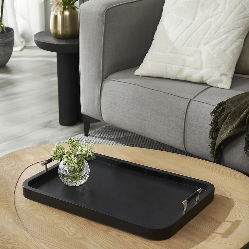 Plateau « Hudson » en bois de manguier noir