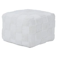 Pouf Payne tricoté en coton ivoire