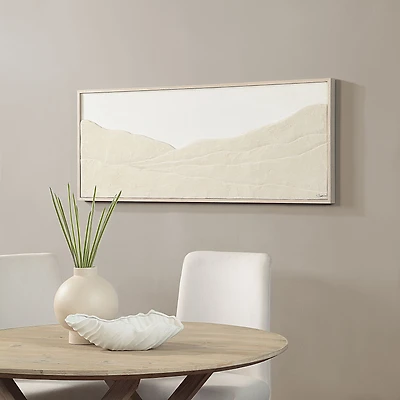 Bobier 60" Wide Wall Art with Wood Frame, Cream
