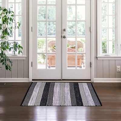 Cotton Casuals Shuttle Weave Tapis - Charbon/Argent