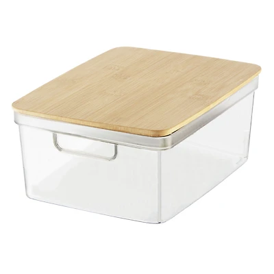 Oggi Storage Bin with Bamboo Lid - 10 x 8 x 4"