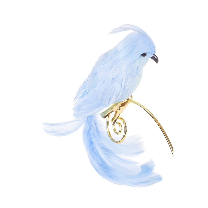 Clip-On Baby Blue Feathered Cockatiel Ornament, Pack of 4
