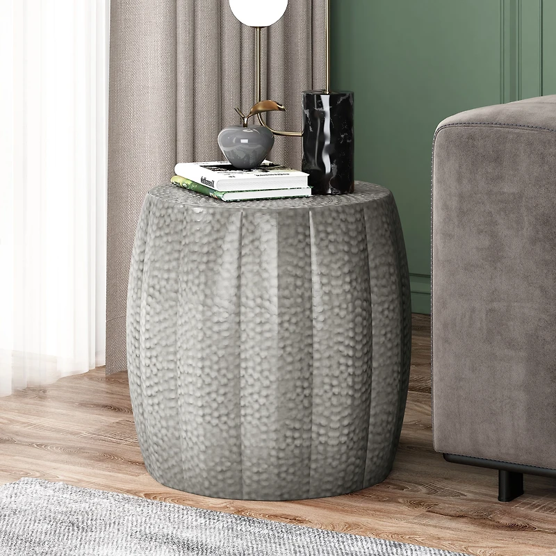 Metal drum end table