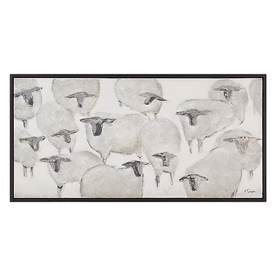 Shah 60" Wide Canvas Art with Wood Frame, Dark Grey