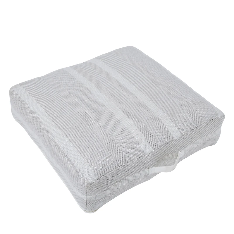 Pouf Rousseau tissé couleur gris clair