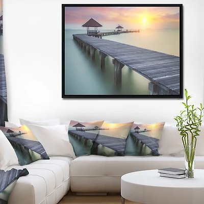 Wooden Sea Bridge and Sunset  Wall Art