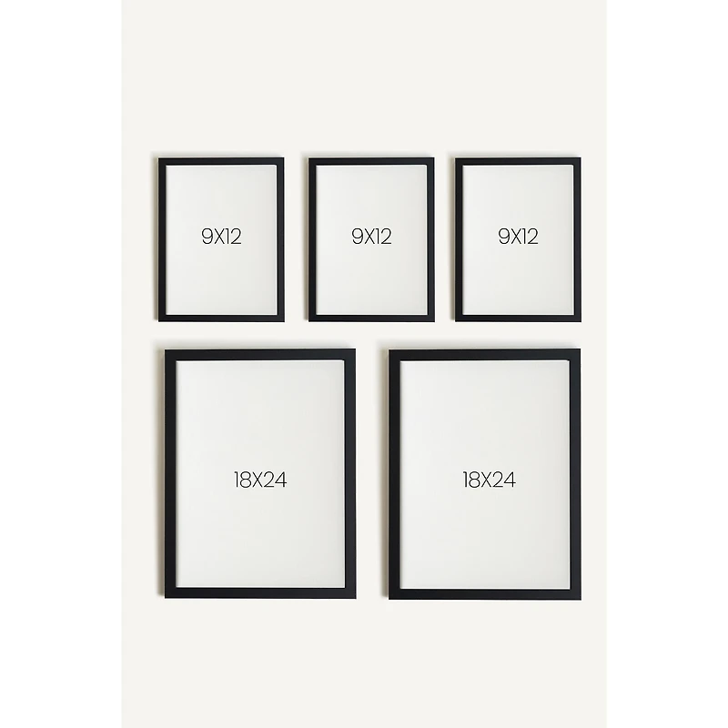 Oleka Rêves du verger Framed Canvas Wall Art, Set of 5 - Black Wood Frame