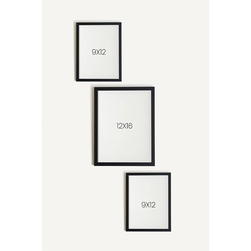 Oleka Blue Kitty Framed Canvas Wall Art, Set of 3 - Black Wood Frame