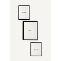 Oleka Blue Kitty Framed Canvas Wall Art, Set of 3 - Black Wood Frame