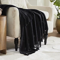 Jeté « Carnelia » en coton tissé noir