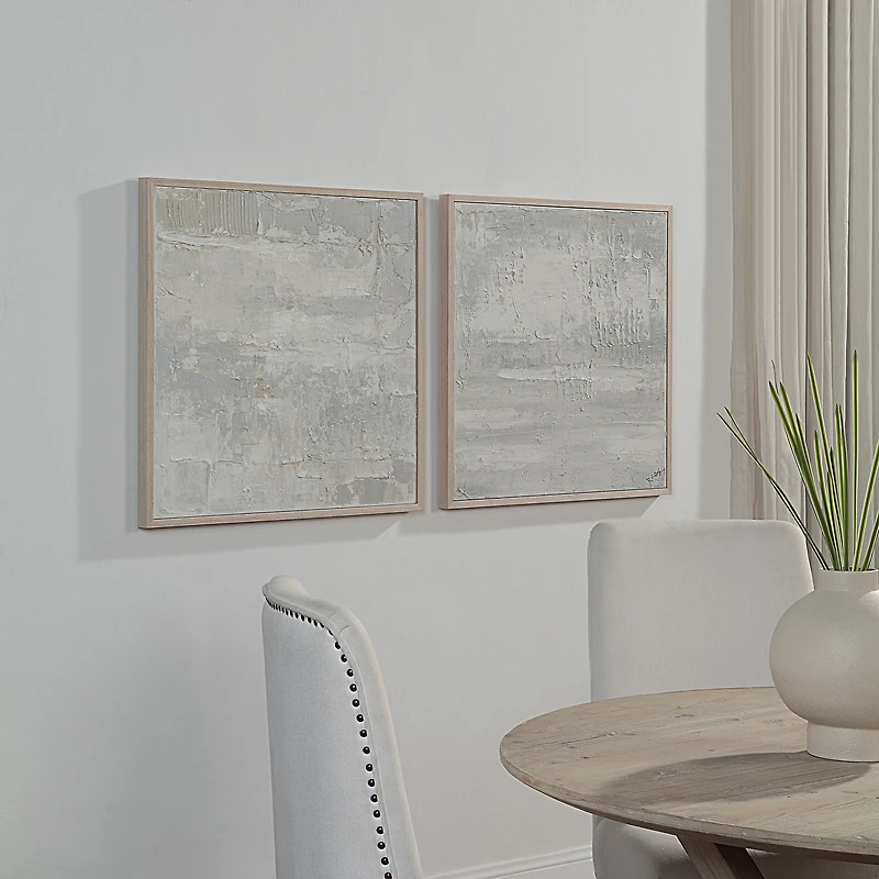 Heleni 30" Wide Canvas Art with Wood Frame, Cream