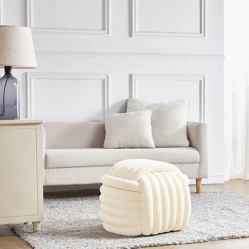 JESSICA Knot Ottoman - Ivory