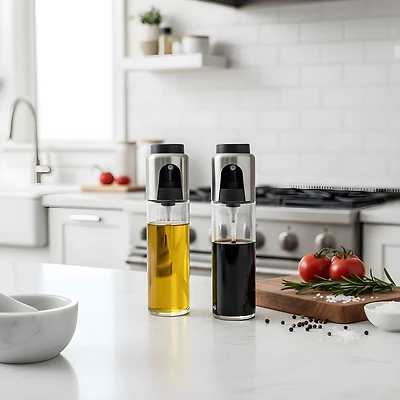 JS GOURMET Glass Oil and Vinegar Spray Bottle, Set of 2