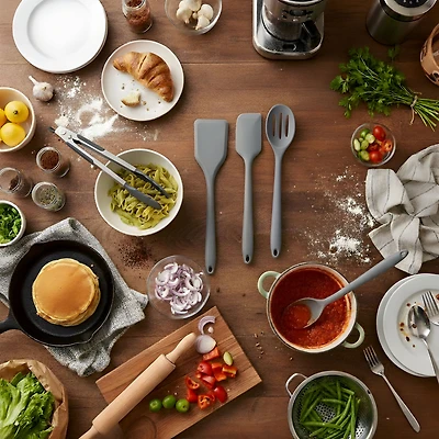 JS GOURMET Silicone Utensil Set Dark Grey, Set of 5